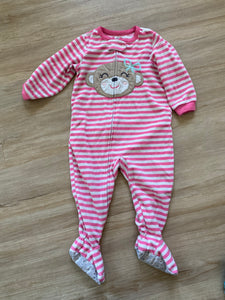 Carter's Fleece Striped, Monkey Sleeper, 18M