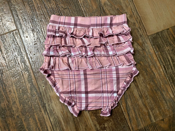 Posh Peanut Pink Plaid Ruffle Butt Bummie, 2T