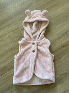 Carter's Fleece Pink, White Dotted Hooded Vest, 9M