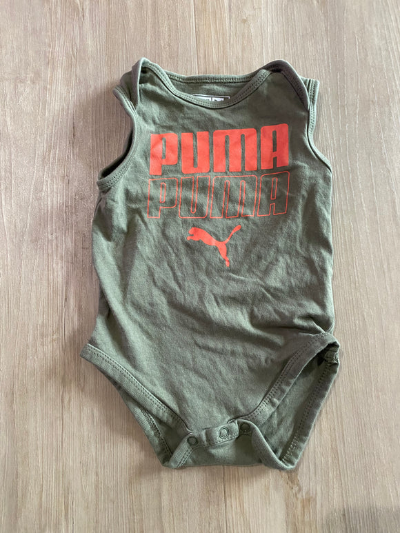 Puma Olive Green Tank Onesie, 3-6M