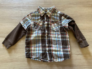 Cherokee Brown Plaid Flannel, 3T