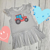 Boutique Striped Tractor Dress, M (3T)