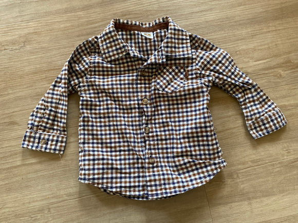 Carter's Brown Checkered Button Down, 9M