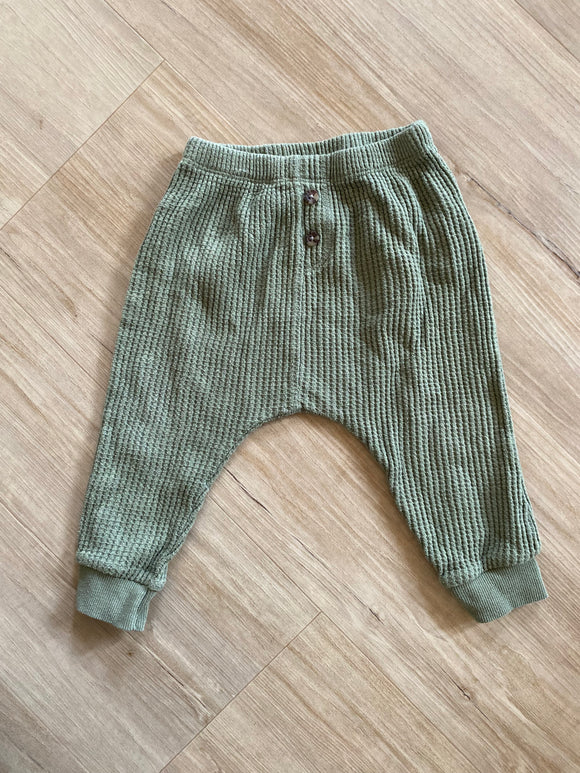 Old Navy Thermal Knit Olive Green Pants, 12-18M