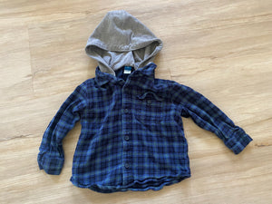 Old Navy Blue Plaid Hooded Flannel, 2T