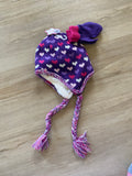 NWT Knitted Purple, Heart Beanie and Mittens, One Size (Infant)