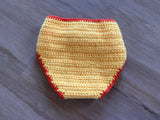 New Handmade Knitted Yellow/Orange Diaper Cover Costume