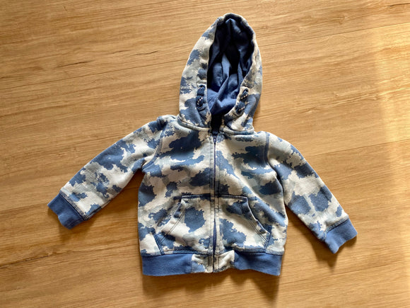 Dip Blue Camo Zip Up Sweatshirt, 12-18M