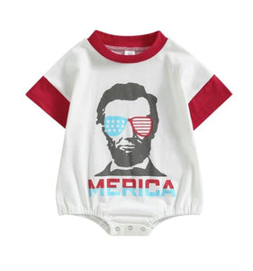 Merica Lincoln Romper, 70 (3-6M) & 80 (6-12M) ~ Runs Small