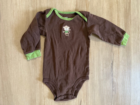 Carter's Brown, Monkey Long Sleeve Onesie, 9M