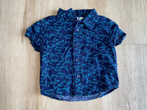 Peanut & Ollie Shark Button Down, 12M