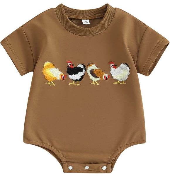 New Boutique Cluck Cluck Romper, 0-3M
