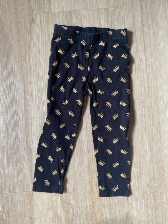 Children's Place Black, Gold Crown Leggings, 2T