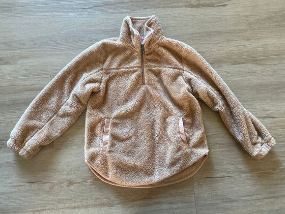 Pink Lily Light Brown Fleece 3/4 Zip Pullover, S (4-6)