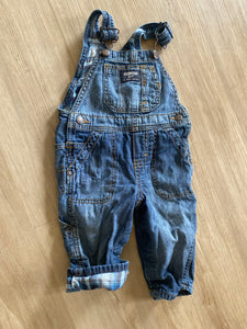 OshKosh Flannel Lined Overalls, 9M