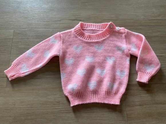 Pink Heart Knitted Sweater, 12-18M (missing tag)