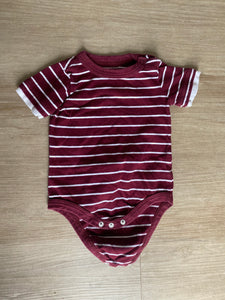 Circo Maroon Striped Onesie, 0-3M