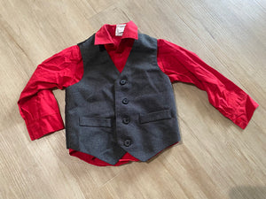 Van Heusen Red Shirt/Vest Set, 2T