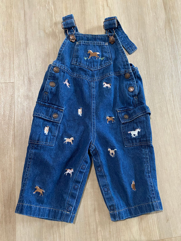 Le Top Baby Horse Denim Overalls, 6M