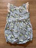 Mustard Pie Blue Floral Open Back Romper, 24M