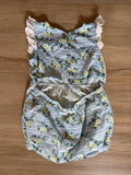 Mustard Pie Blue Floral Open Back Romper, 24M