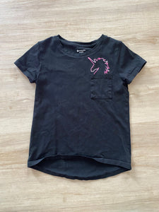 Member's Mark Pink Unicorn, Black Pocket Tee, 6/6X