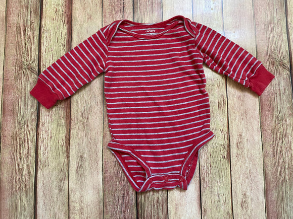 Red, Grey Striped Onesie, 3M