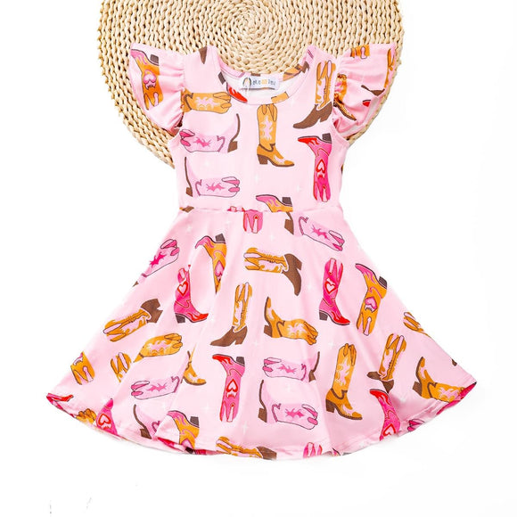 Pink Bootin' Dress, 2T, 4T, 5T, 6/6X, 10/12