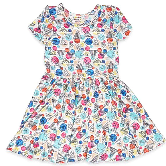 DotDot Smile Pastel Triangles Cap Dress, 3/4