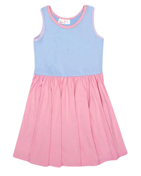 DotDot Smile Blue/Pink Color Block Tank Dress, 2T