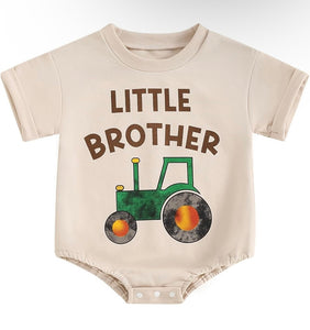 Boutique 'Little Brother' Tractor Onesie, 3-6M, 6-12M, 12-18M