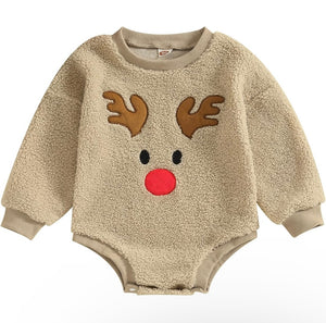 Boutique Fuzzy Rudolph Onesie, 100 (18-24M)