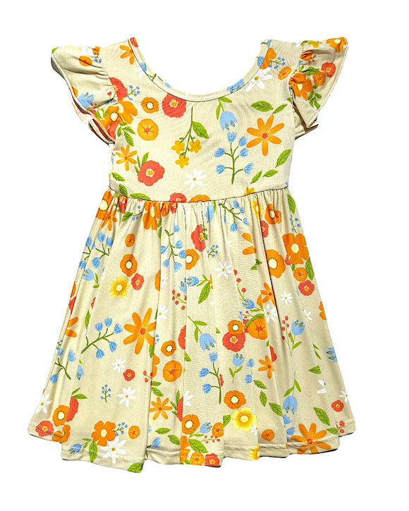 DotDot Smile Golden Petals Empire Dress, 2T