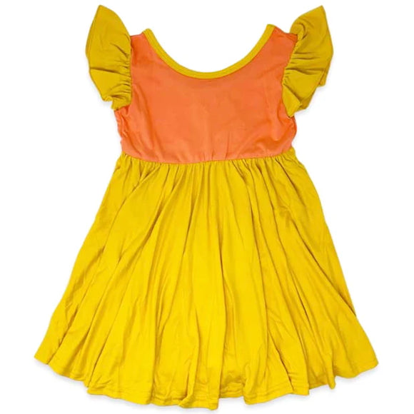 DotDot Smile Mustard Color Block Empire Dress, 7