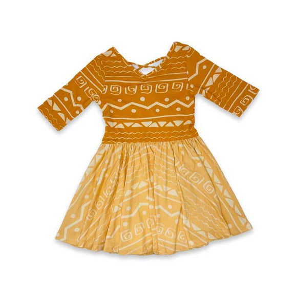 DotDot Smile Burnt Orange & Tangerine Aztec Ballerina Dress, 7
