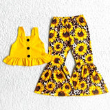 Boutique Sunflower Tank/Bell Bottom Set, L(5T)