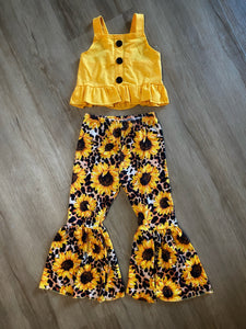 Boutique Sunflower Tank/Bell Bottom Set, L(5T)