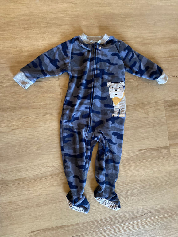 Carter's Blue Camo Fleece Dog Sleeper, 12M