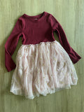 Jumping Beans Maroon Top, Pink Tulle Unicorn Skirting Dress, 8