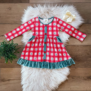 TwoCan Plaid Pines Dress, 5/6, 6/7, 7/8, 10/12