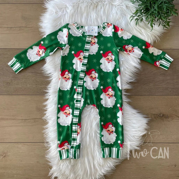 TwoCan Green Vintage Santa Zippy, 0-3M