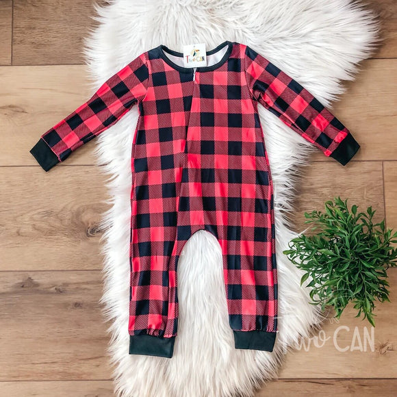 TwoCan Buffalo Plaid Zippy, 6-12M