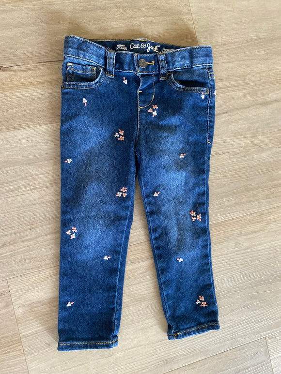 Cat & Jack Embroidered Flower Skinny Jeans, 3T