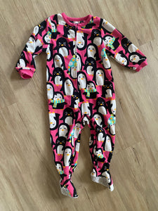 Carter's Pink Penguin Fleece Sleeper, 2T