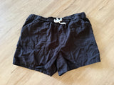Black Mid Waist Drawstring Pocket Shorts, XXL(18)