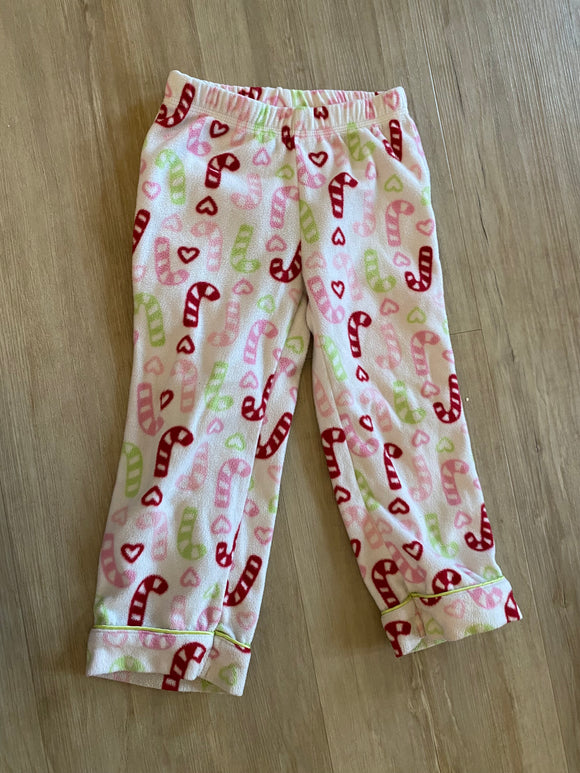 Fleece Candy Cane Pj Pants, 3T