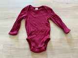 H&M Maroon Rib Knit Long Sleeve Onesie, 9-12M