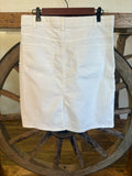 Jacklyn Smith, White Jean Skirt, Front  & Back Pockets, size 12
