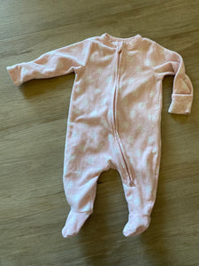 Old Navy Pink Snowflake Fleece Sleeper, 0-3M