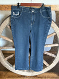 Roz & Ali, Blue Jean Capri, Front Button/Zipper, Front & Back Pockets, Size 14
